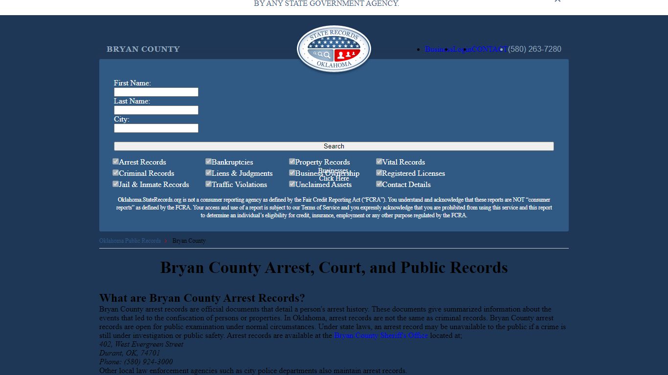 Bryan County Arrest, Court, and Public Records
